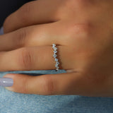 Lab Created Round Cut Chevron Style Wedding Band