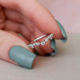 Lab Created Round Cut Chevron Style Wedding Band