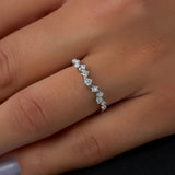 Lab Created Round Cut Chevron Style Wedding Band