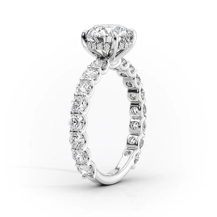 Moissanite Diamond Hidden Halo Engagement Ring