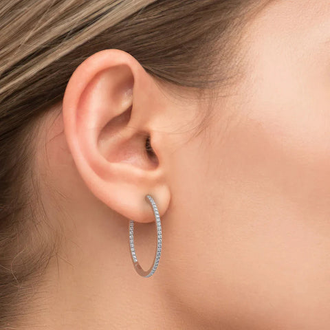 VVS1 Moisanite Round Cut Inside Out Diamond Big Hoop Earring