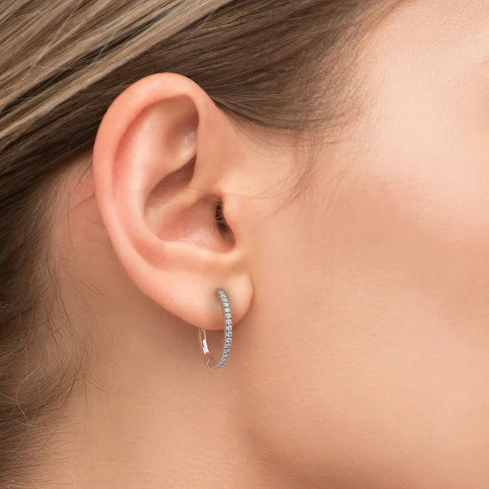 Round Cut Moissanite Hoop Lever Back Earring For Women