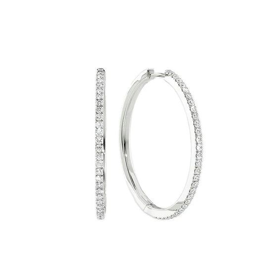 D Color Moissanite Round Brilliant Cut Big Hoop Earring