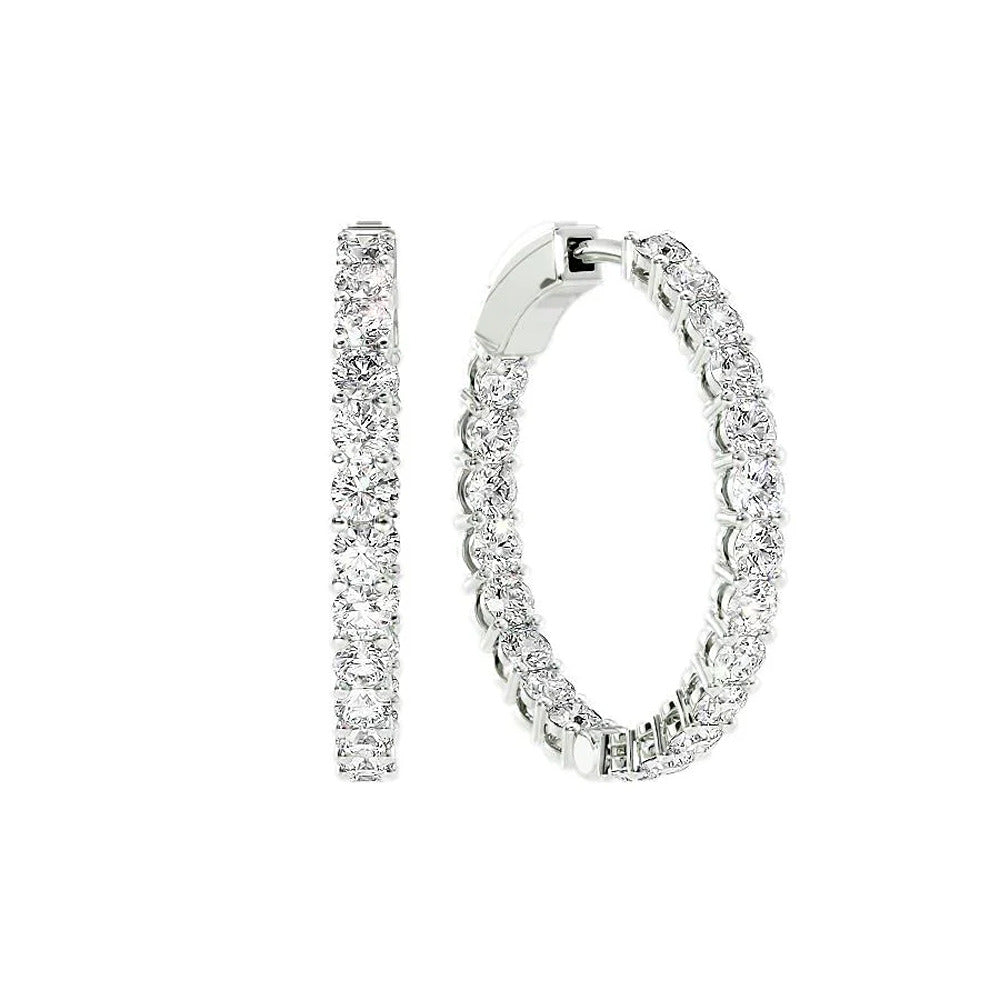 Round Cut Inside Out Moissanite Fancy Hoop Lever Back Earring