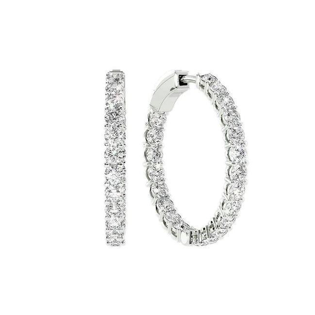 Round Cut Inside Out Moissanite Fancy Hoop Lever Back Earring