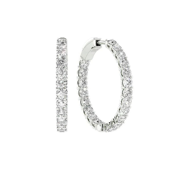 Round Cut Inside Out Moissanite Fancy Hoop Lever Back Earring