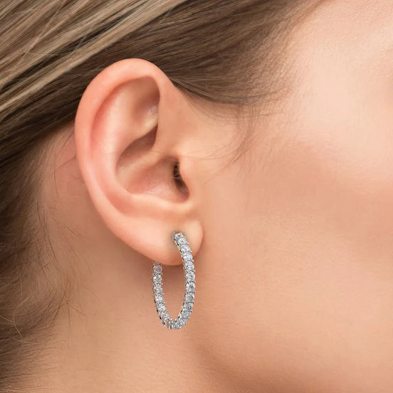 Round Cut Inside Out Moissanite Fancy Hoop Lever Back Earring