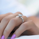 Cushion Cut Hidden Accent D Color Moissanite Wedding Ring