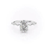 Colorless Moissanite Oval Cut Hidden Accent Engagement Ring