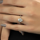 Colorless Moissanite Oval Cut Hidden Accent Engagement Ring