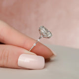 Colorless Moissanite Oval Cut Hidden Accent Engagement Ring