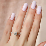 Colorless Moissanite Oval Cut Hidden Accent Engagement Ring