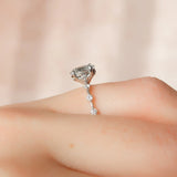 Colorless Moissanite Oval Cut Hidden Accent Engagement Ring