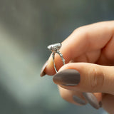 Colorless Moissanite Oval Cut Hidden Accent Engagement Ring