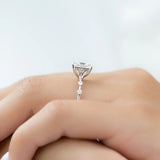 VVS1 Clarity Moissanite Princess Cut Hidden Accent Engagement Ring