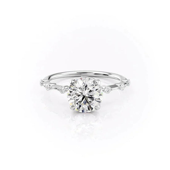 Hidden Accent Round Cut Moissanite  Wedding Proposal Ring