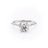 Hidden Accent Round Cut Moissanite  Wedding Proposal Ring
