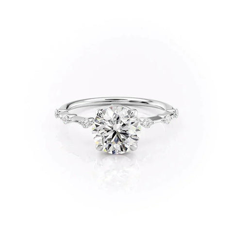 Hidden Accent Round Cut Moissanite  Wedding Proposal Ring