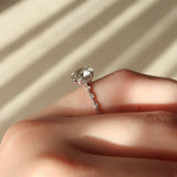 Hidden Accent Round Cut Moissanite  Wedding Proposal Ring