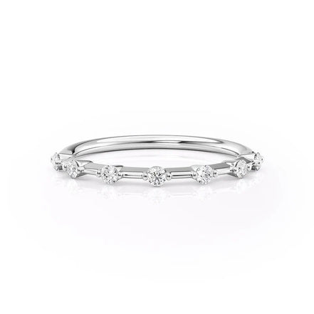 Moissanite Round Cut Half Eternity Wedding Band