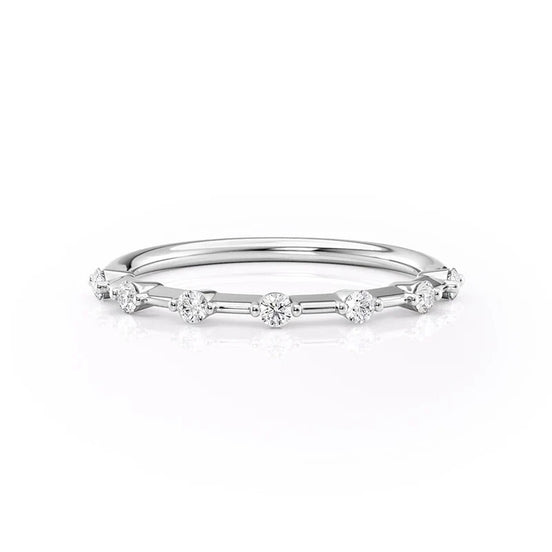Moissanite Round Cut Half Eternity Wedding Band
