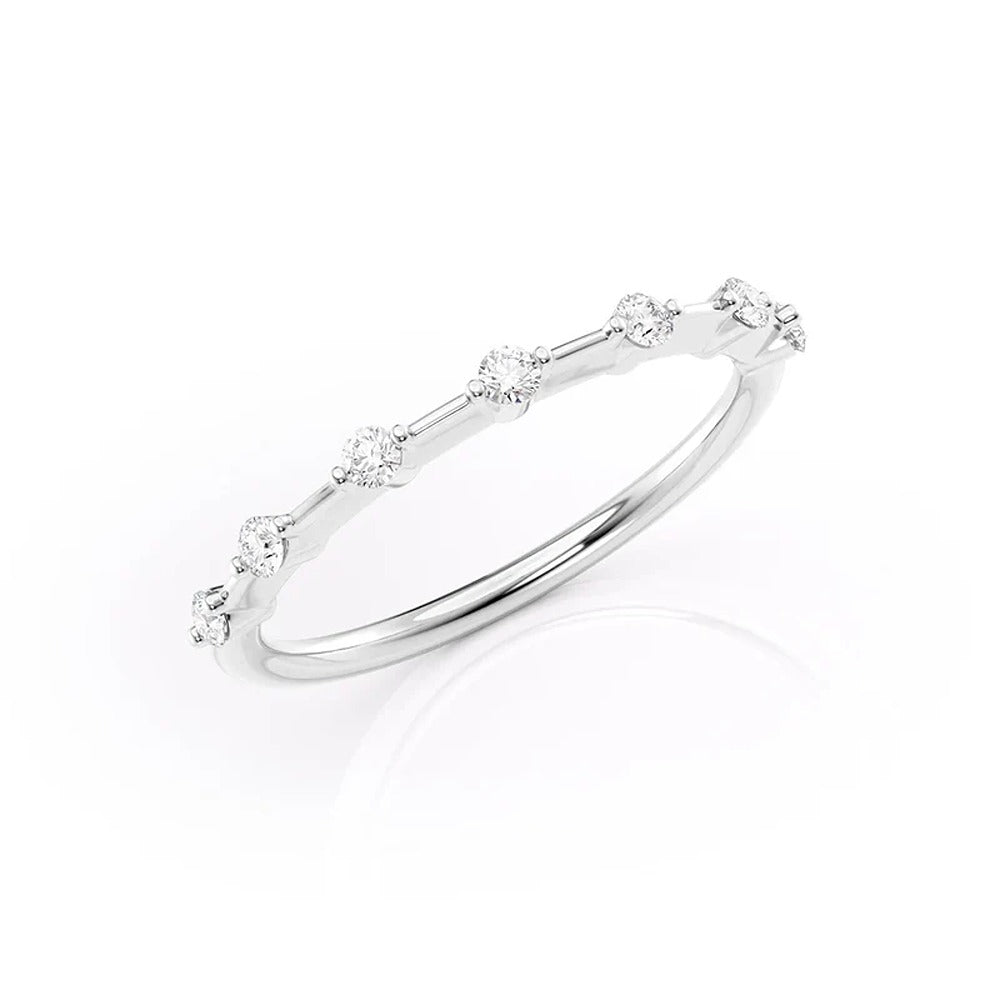 Moissanite Round Cut Half Eternity Wedding Band