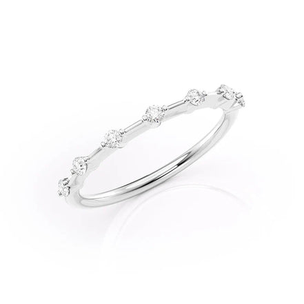 Moissanite Round Cut Half Eternity Wedding Band
