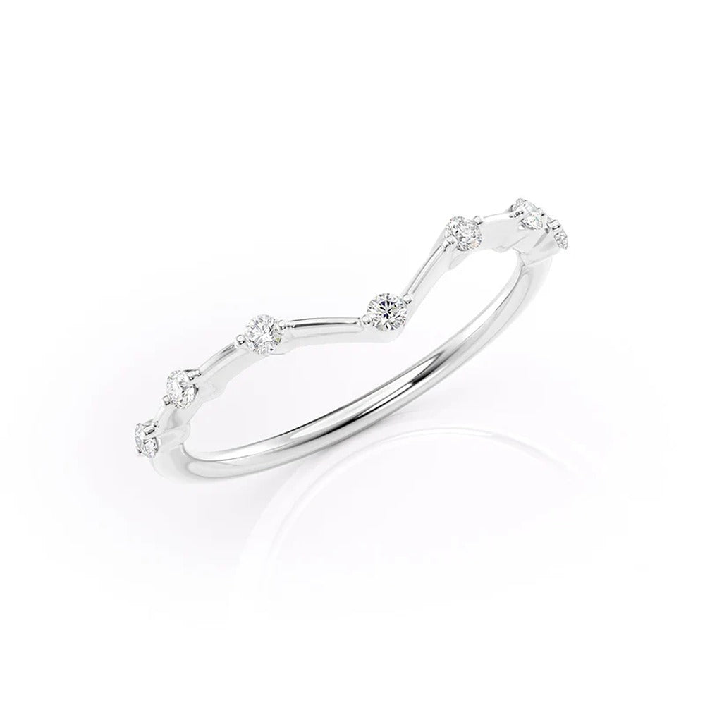 Chevron Style Round Cut Moissanite Dimond Eternity Band