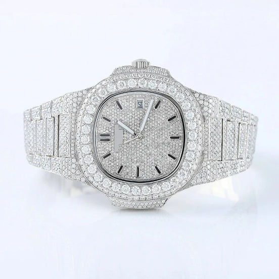 D Color Moissanite Stainless Steel Hip Hop Watch Gift For Men