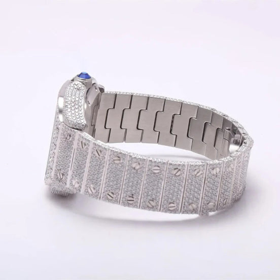 VVS1 Moissanite Blue Arabic Number Dial Iced Out Watch Gift For Men's