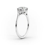 D Color Moissanite Round Cut Side Accent Engagement Ring