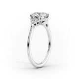 D Color Moissanite Round Cut Side Accent Engagement Ring