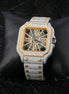 Moissanite Stainless Steel Two Tone Skeletone Hip Hop Watch