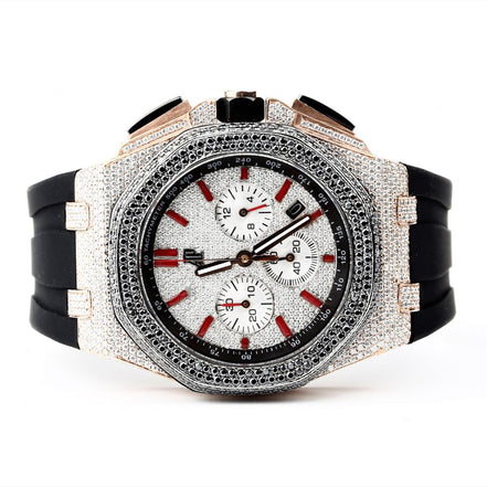Rubber Strap Royal Oka Moissanite Watch