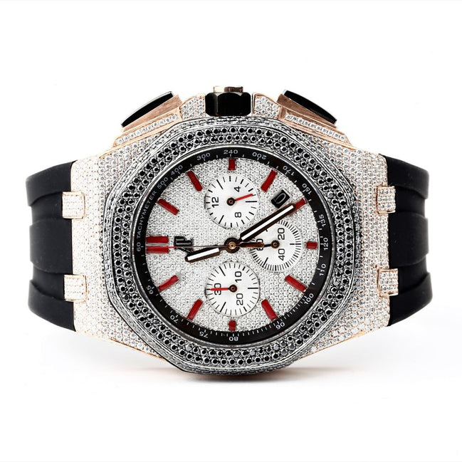 Rubber Strap Royal Oka Moissanite Watch