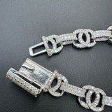 Double C Link Customize Iced Out Moissanite Bracelet