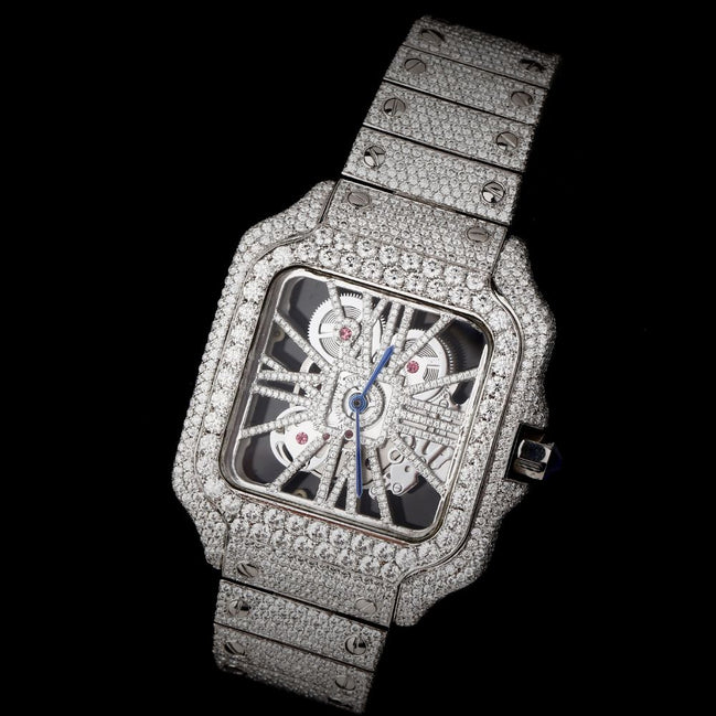 Skeleton Moissanite Diamond Iced Out Watch