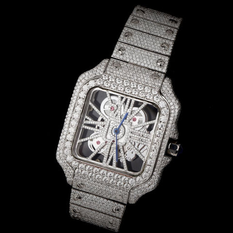 Skeleton Moissanite Diamond Iced Out Watch