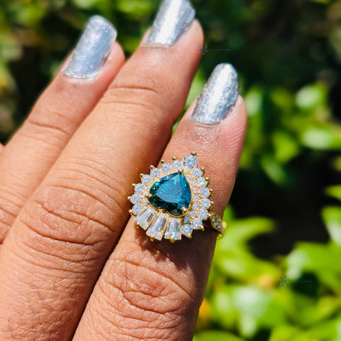 Heat Cut Vintage Halo Engagement Ring