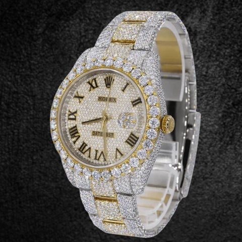 Casual Style Date Just Round Cut Moissanite Watch