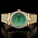 Moissanite Green Dial Stainless Steel Date Just Watch
