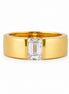 Tension Set Emerald Cut Moissanite Yellow Gold Men's Ring