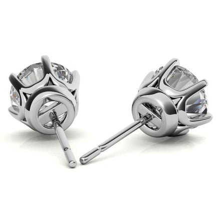 Everyday Round Cut Moissanite Stud Earrings With Push Back