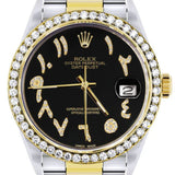Black Arabic Dial Dual Tone Classic Moissanite Watch