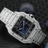 D Color Moissanite Blue Color Dial Luxury Iced Out Watch For Men's