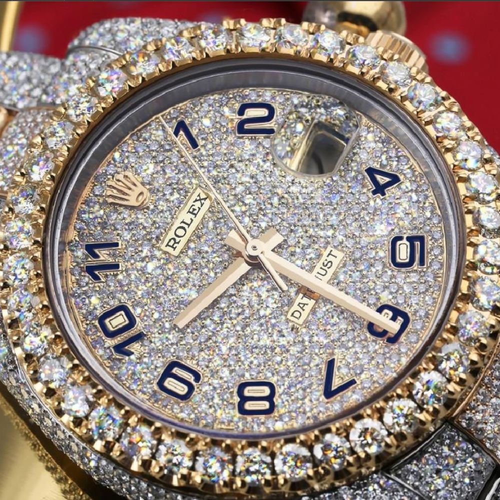 Handmade Iced Out Dual Tone Moissanite Luxury Watch