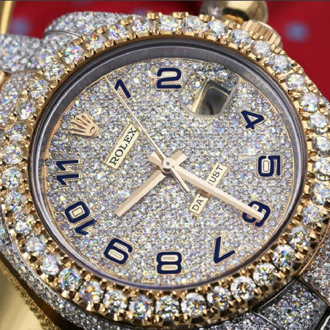 Handmade Iced Out Dual Tone Moissanite Luxury Watch
