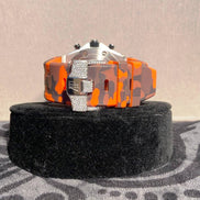 Orange Belt Moissanite Chronograph Wrist Watch For Men