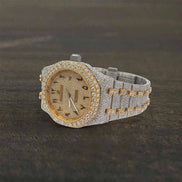 Arabic Dial Moissanite Diamond Dual Tone Classic Watch