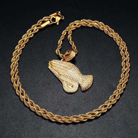 Iced Out Jesus Prey Hand Moissanite Diamond Pendant